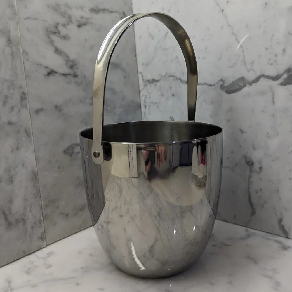 Vintage 1970's 18/10 stainless steel ice bucket, Made in Italy